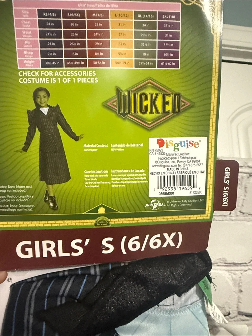 Disguise Wicked Elphaba Girls' Costume Dress Halloween small